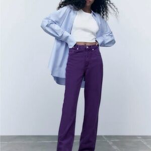 Zara size 2 Women's Purple Jeans Cotton Slim Flare